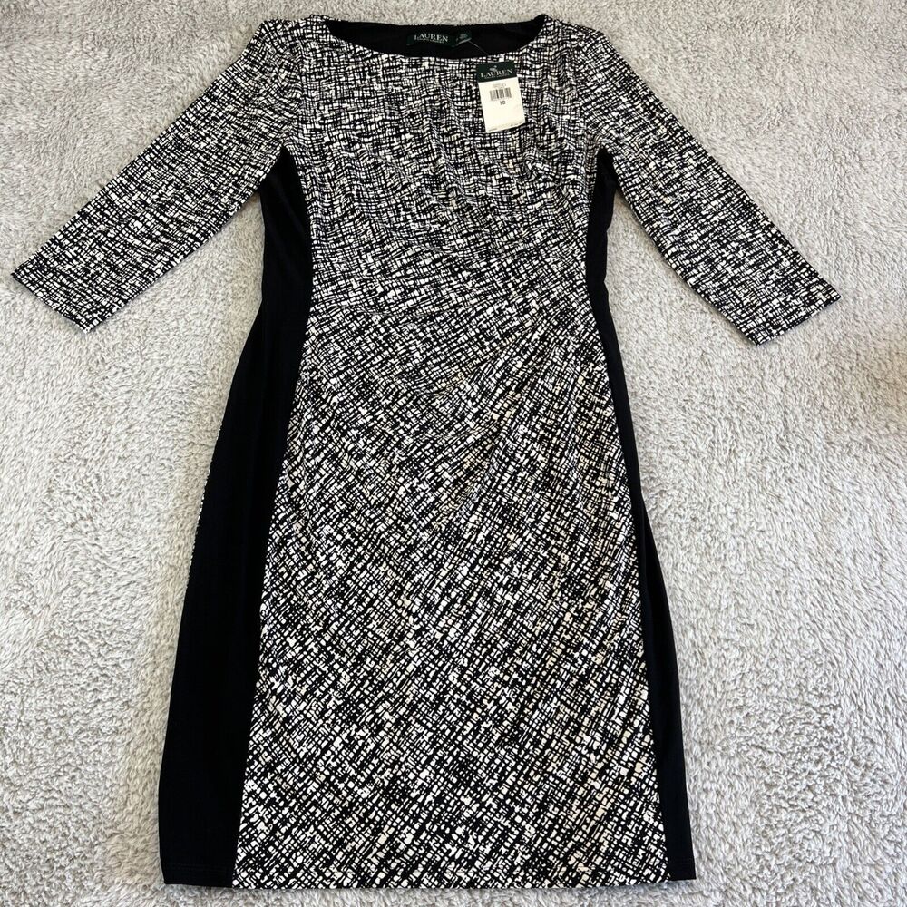 Ralph Lauren Black and White Patterned Sheath Dress